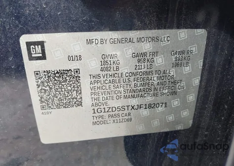 2018 Chevrolet Malibu Lt from USA, damaged, VIN 1G1ZD5STXJF182071